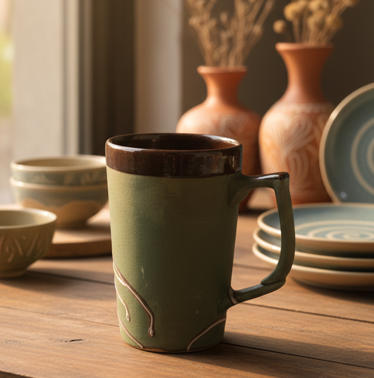 Sage & Earth Hand-Glazed Tall Mug