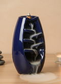 Deep Blue Ceramic Backflow Incense Burner – Tranquil Waterfall