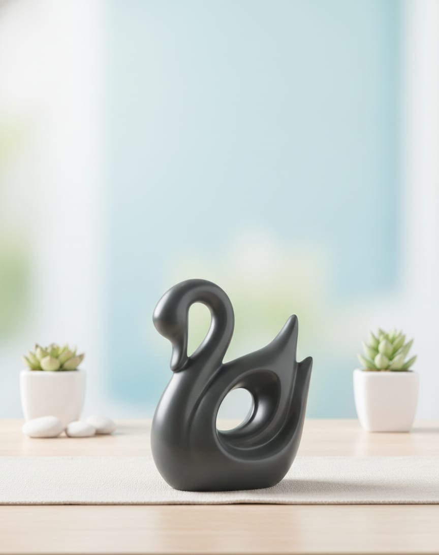 Elegant Sage Green Minimalist Swan Figurine