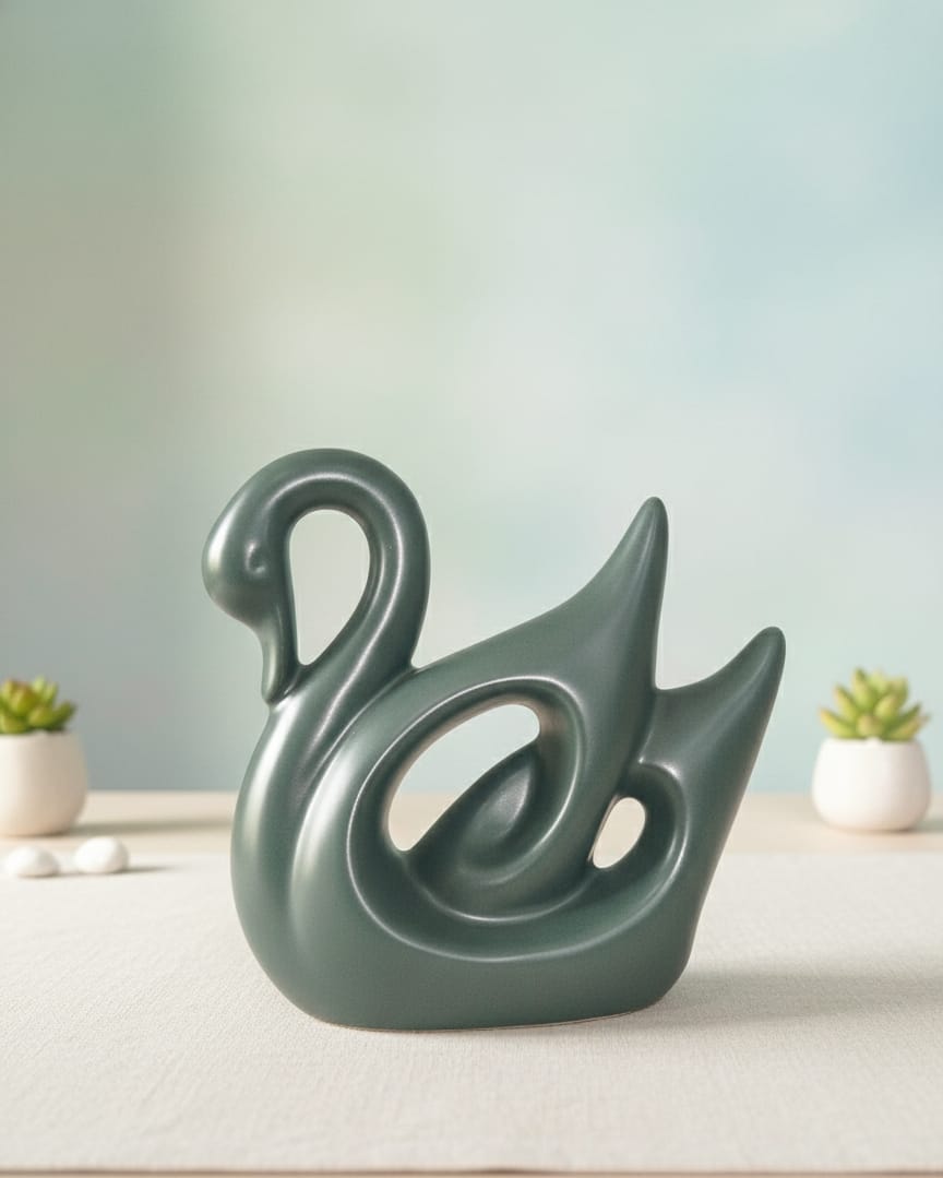 Elegant Sage Green Minimalist Swan Figurine