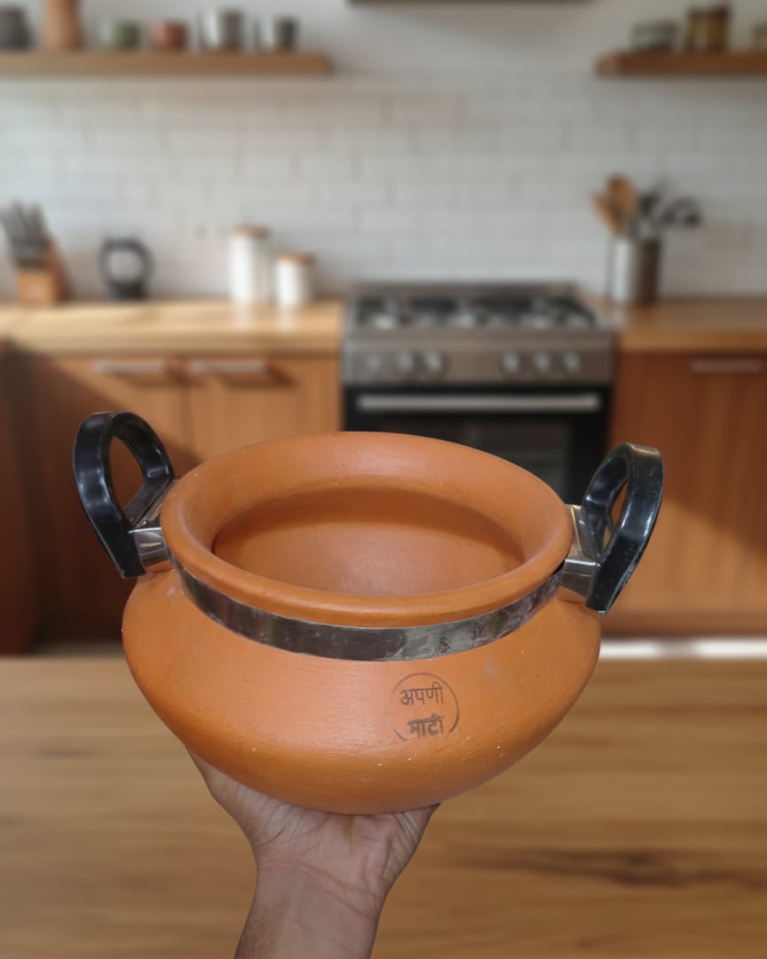 Apni Maati Traditional Clay Handi with Modern Handles