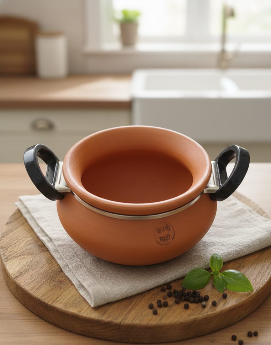 Apni Maati Traditional Clay Handi with Modern Handles